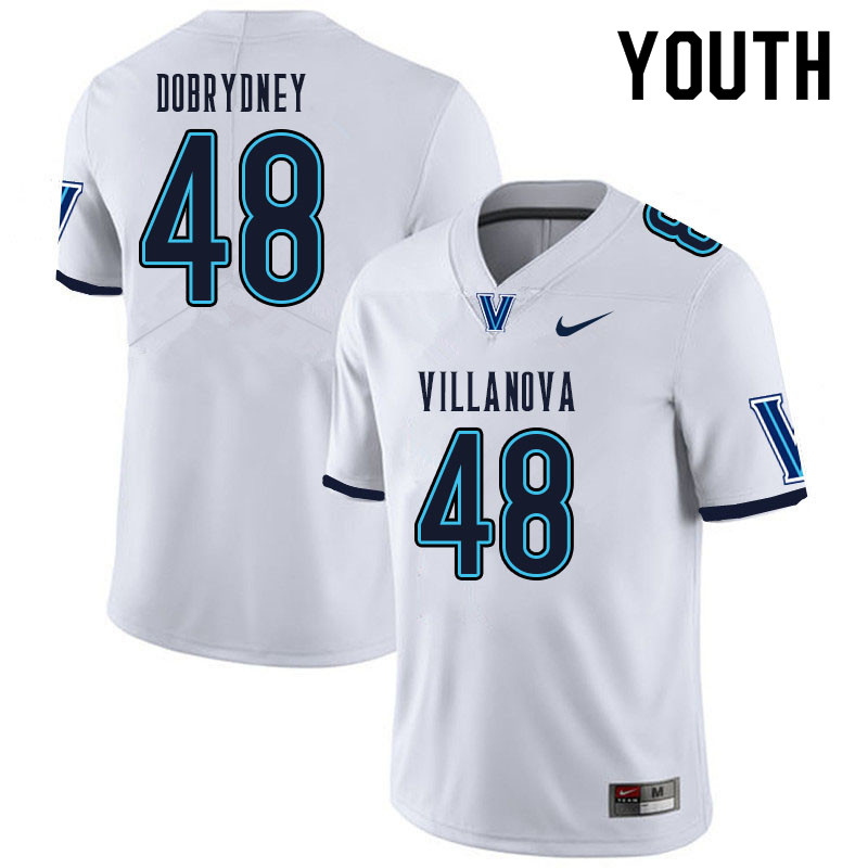 Youth #48 Chris Dobrydney Villanova Wildcats College Football Jerseys Sale-White - Click Image to Close
